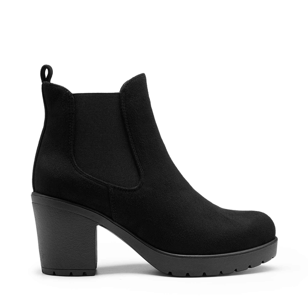 Block Heel Chelsea Booties - BLACK SUEDE - 2